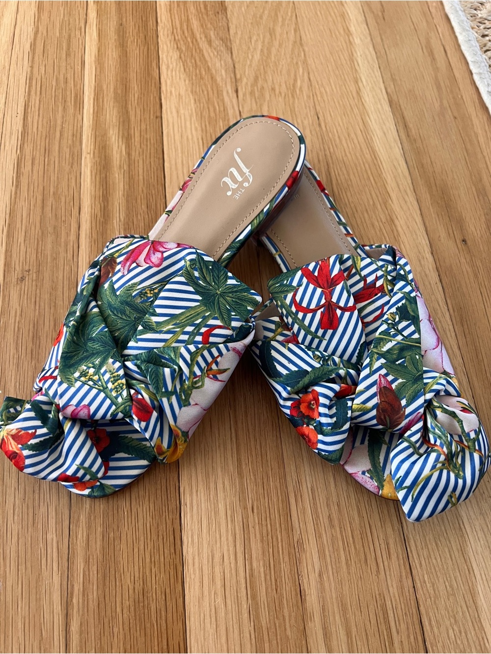 The Fix Floral Stripe Knot Slide Naomi Sandals Sz7.5